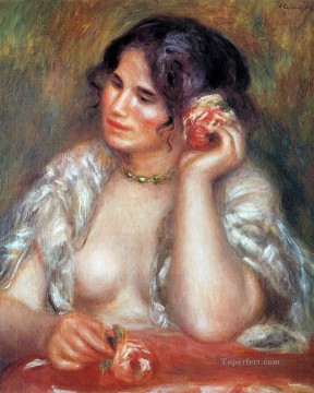 Rose Pintura - gabrielle con una rosa Pierre Auguste Renoir